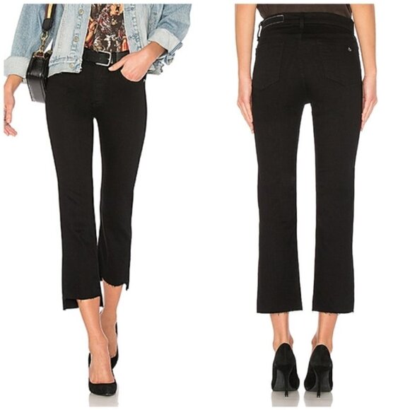 Rag & Bone Stovepipe High Rise Cropped Raw Cut Step Hem Black Jeans NWT Sz 26 - Picture 1 of 12